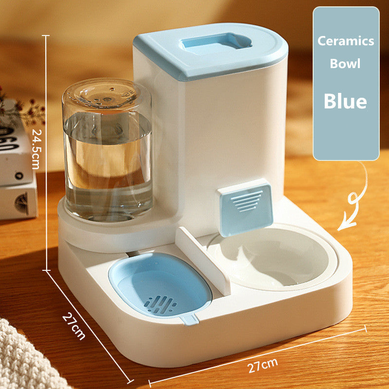 Automatic pet feeder, steel bowls – ceramics bowi blue