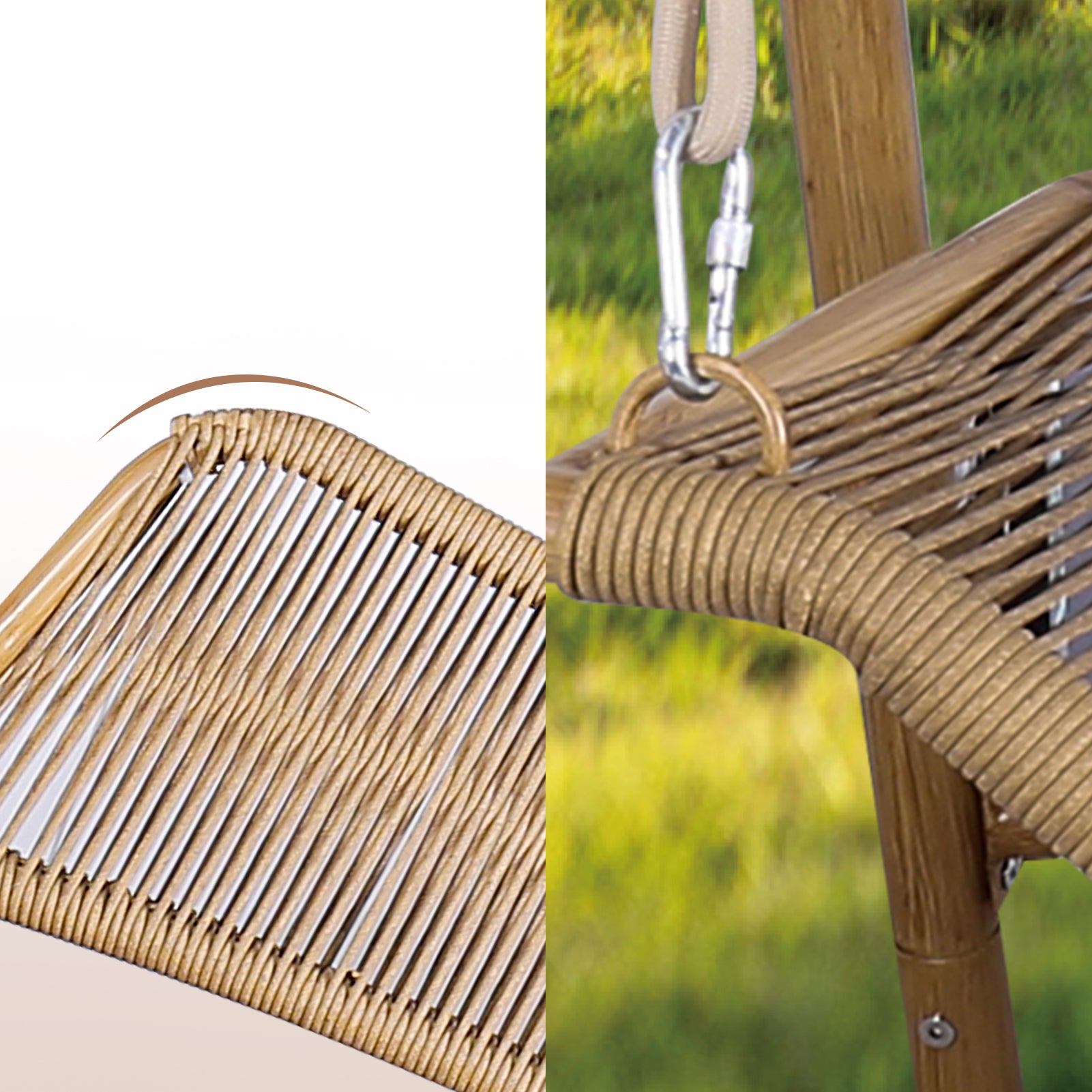 Hammock Swing Chair with Stand for Indoor Outdoor Anti-Rust Wood-Colored Frame 570 lbs Capacity