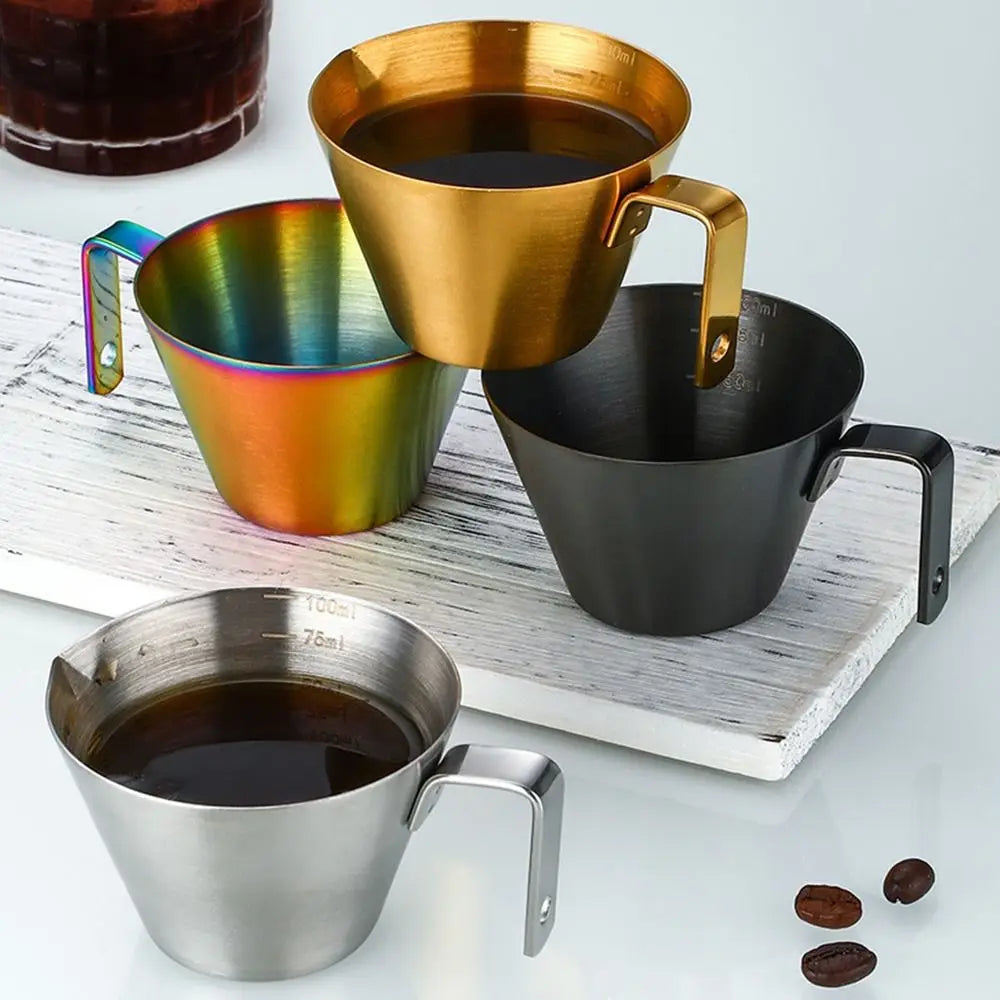 304 Stainless Steel Espresso Measuring Cup Small 100ml Espresso Shot Cup Dishwasher Safe V-Shaped Mouth