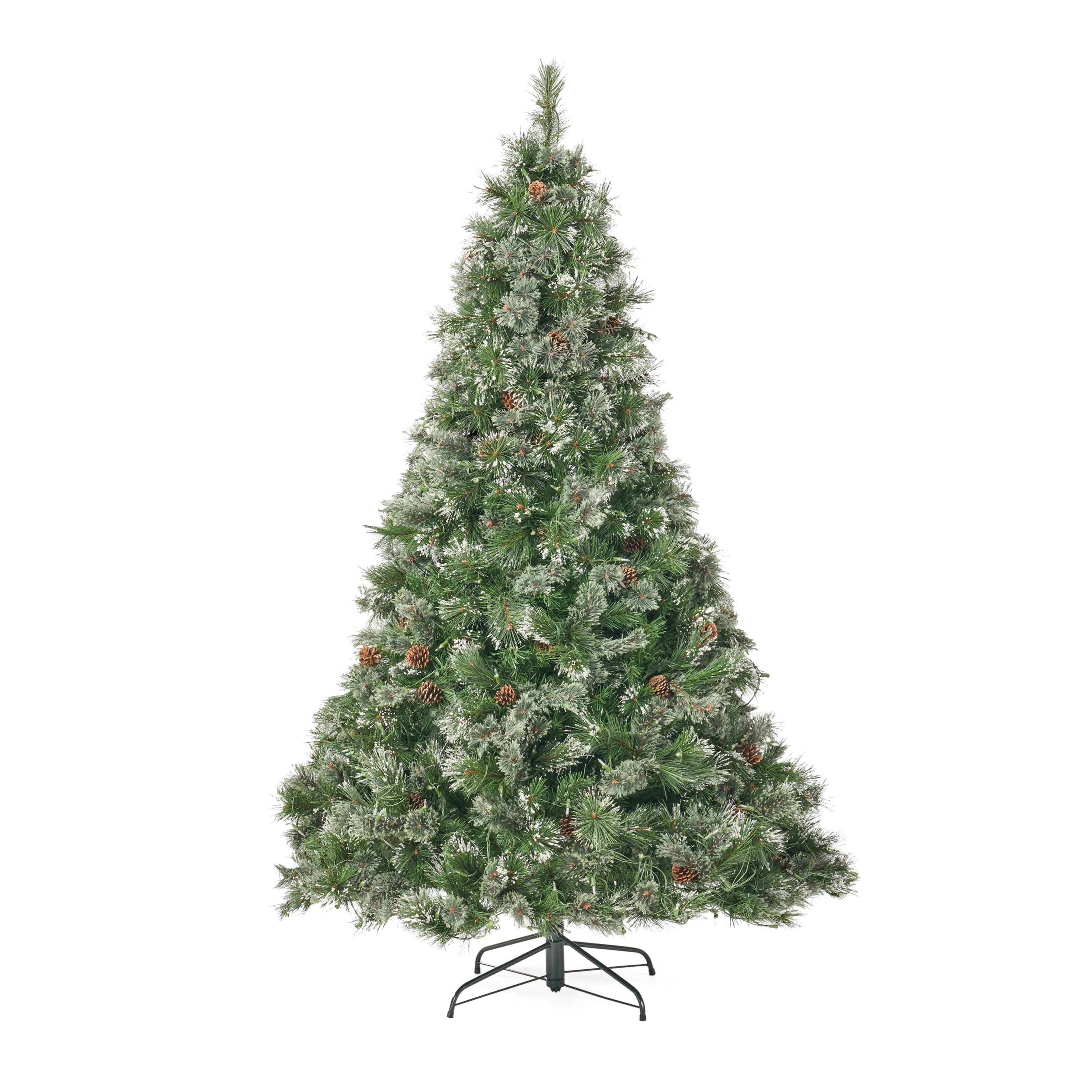 7' Cashmere and Snow Bristle Mixed Tree with 75Pine Cones and 900 led Lights-UL,1233tips,Dia:59