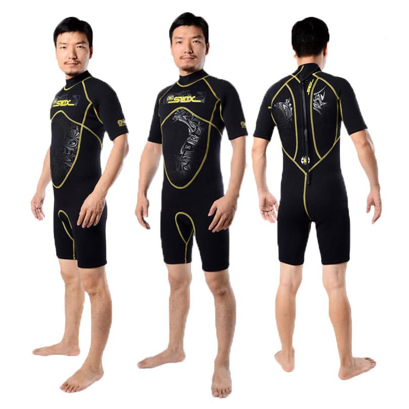 One-Piece Short Sleeve Wetsuit Men 3MM Neoprene Scuba Dive Wet Suit Keep Warm Anti UV Winter Swim Surf