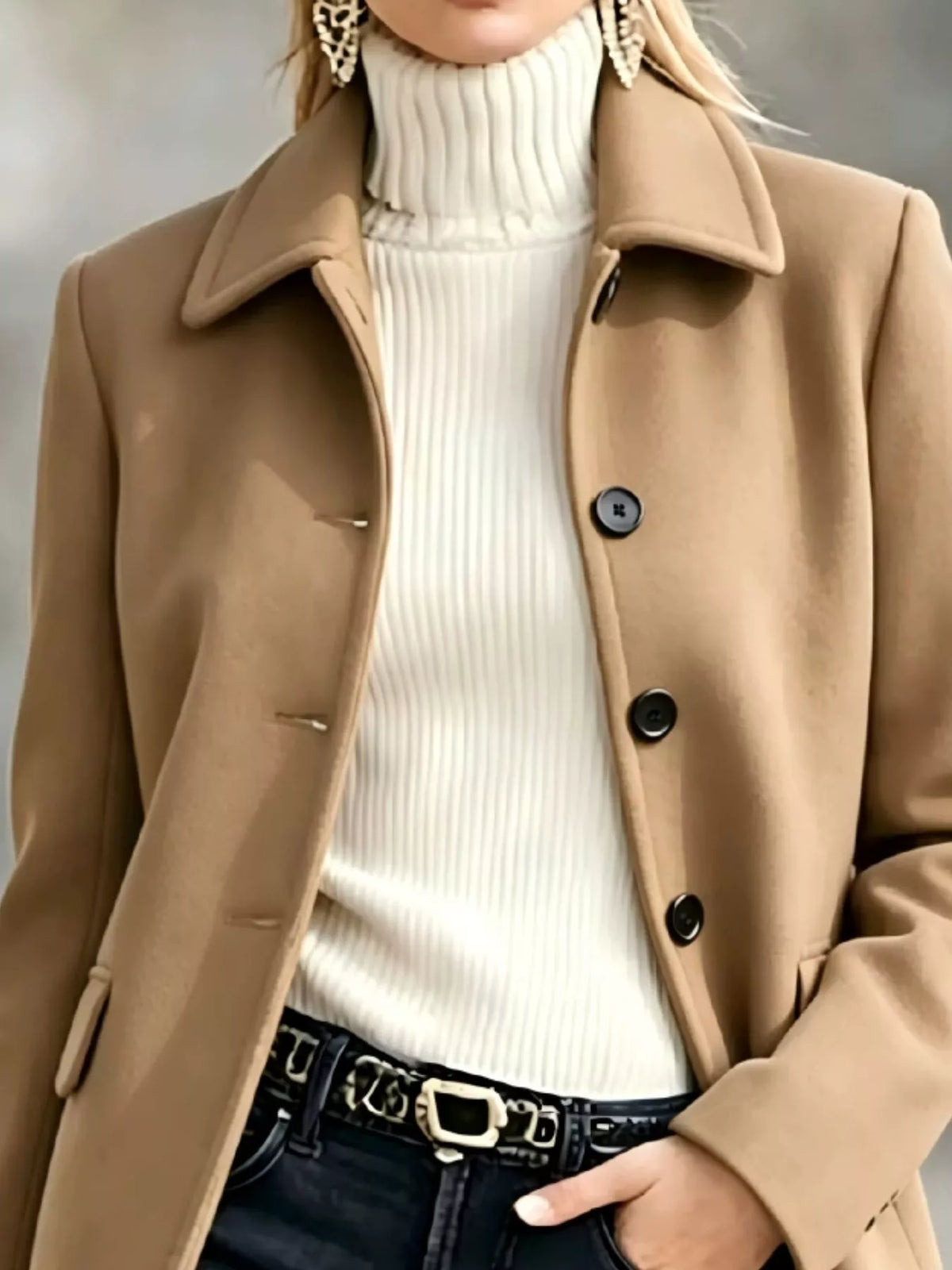 Collared button coat