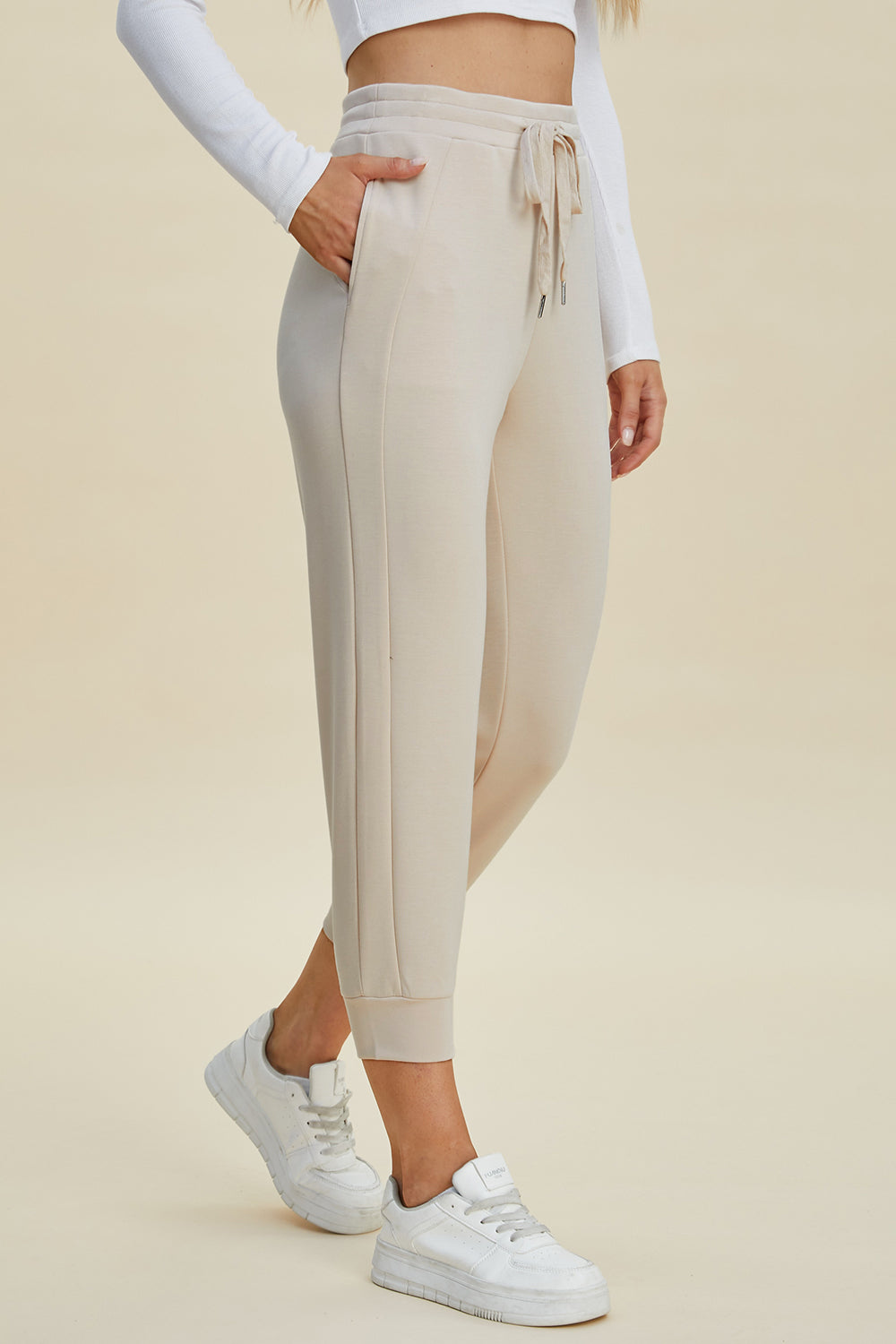 Air scuba drawstring high waist cropped pants