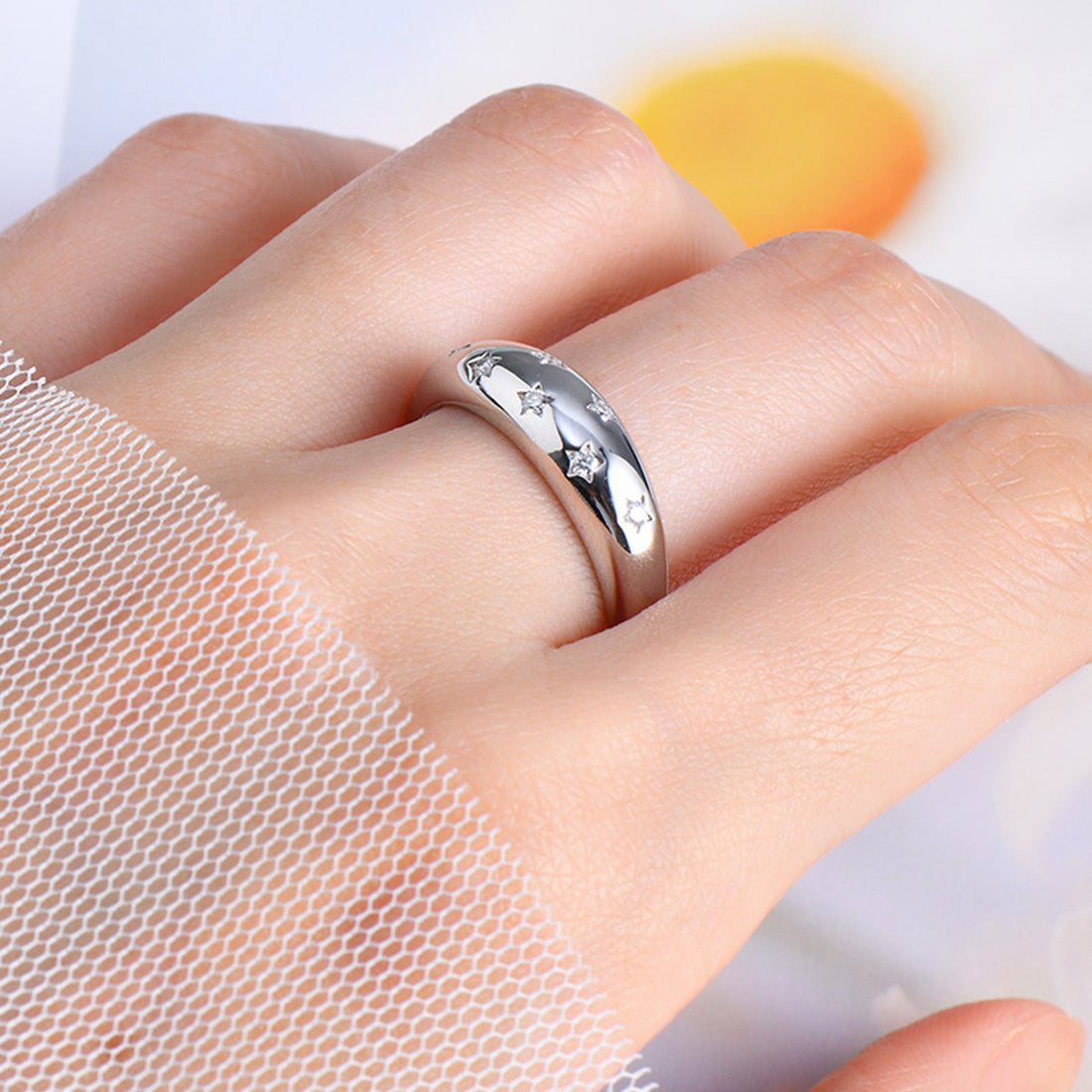 Moissanite star ring – silver