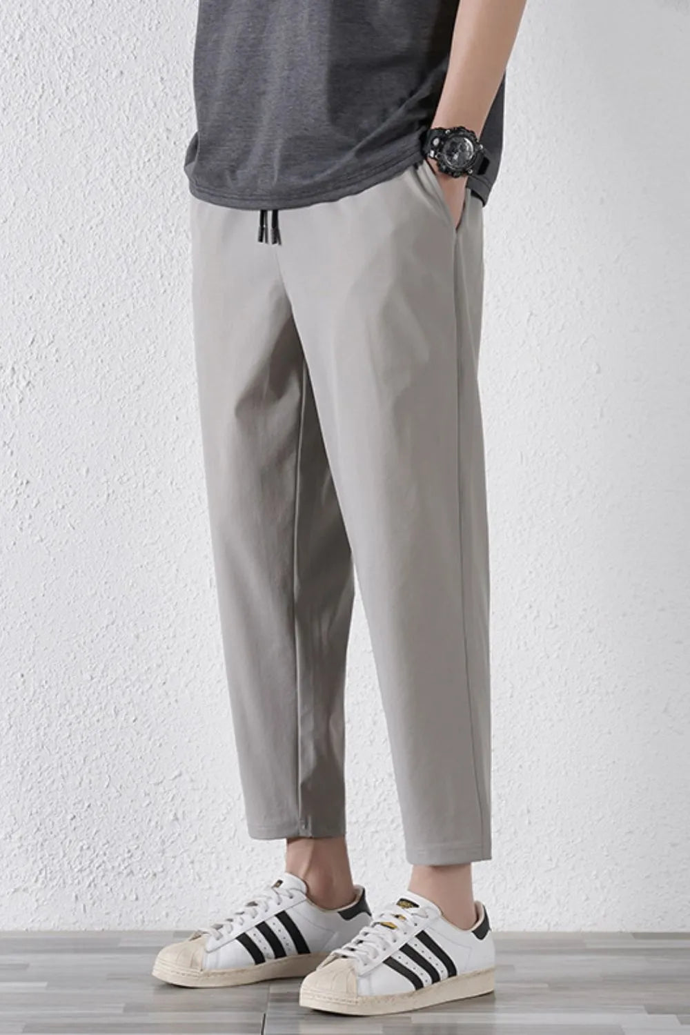 Drawstring pants with pockets