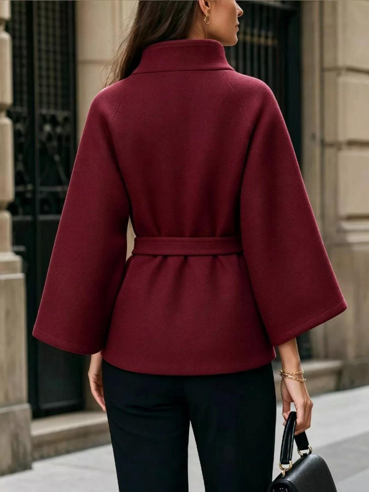 Belted cape coat