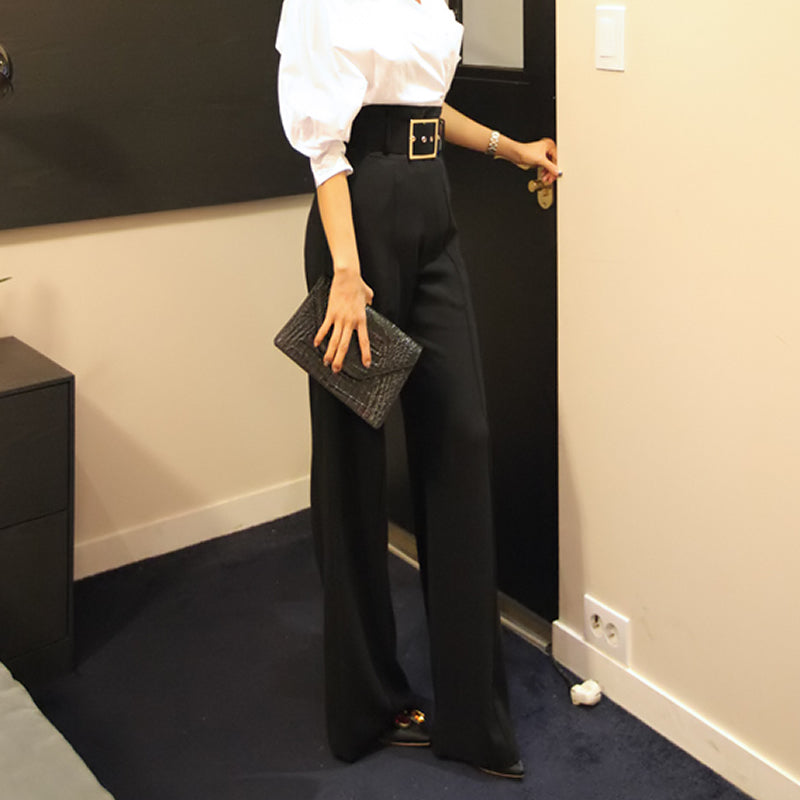 Tailored wide leg trousers, Black, side