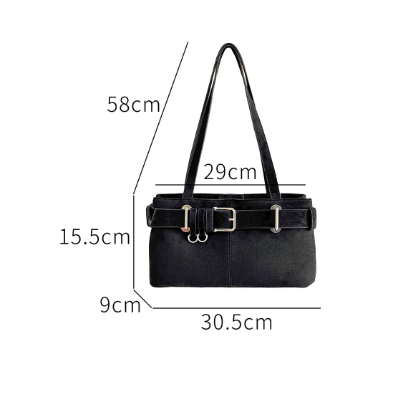 Belted baguette shoulder bag