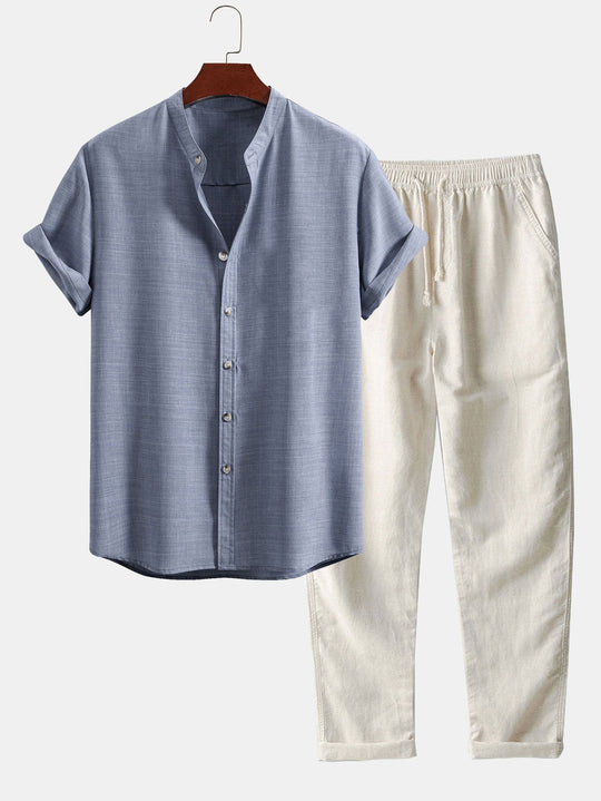Cotton-linen shirt and trouser set
