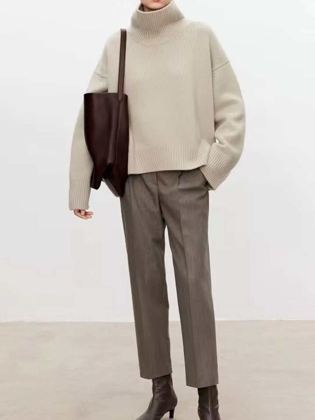 Oversized Turtleneck Wool Sweater
