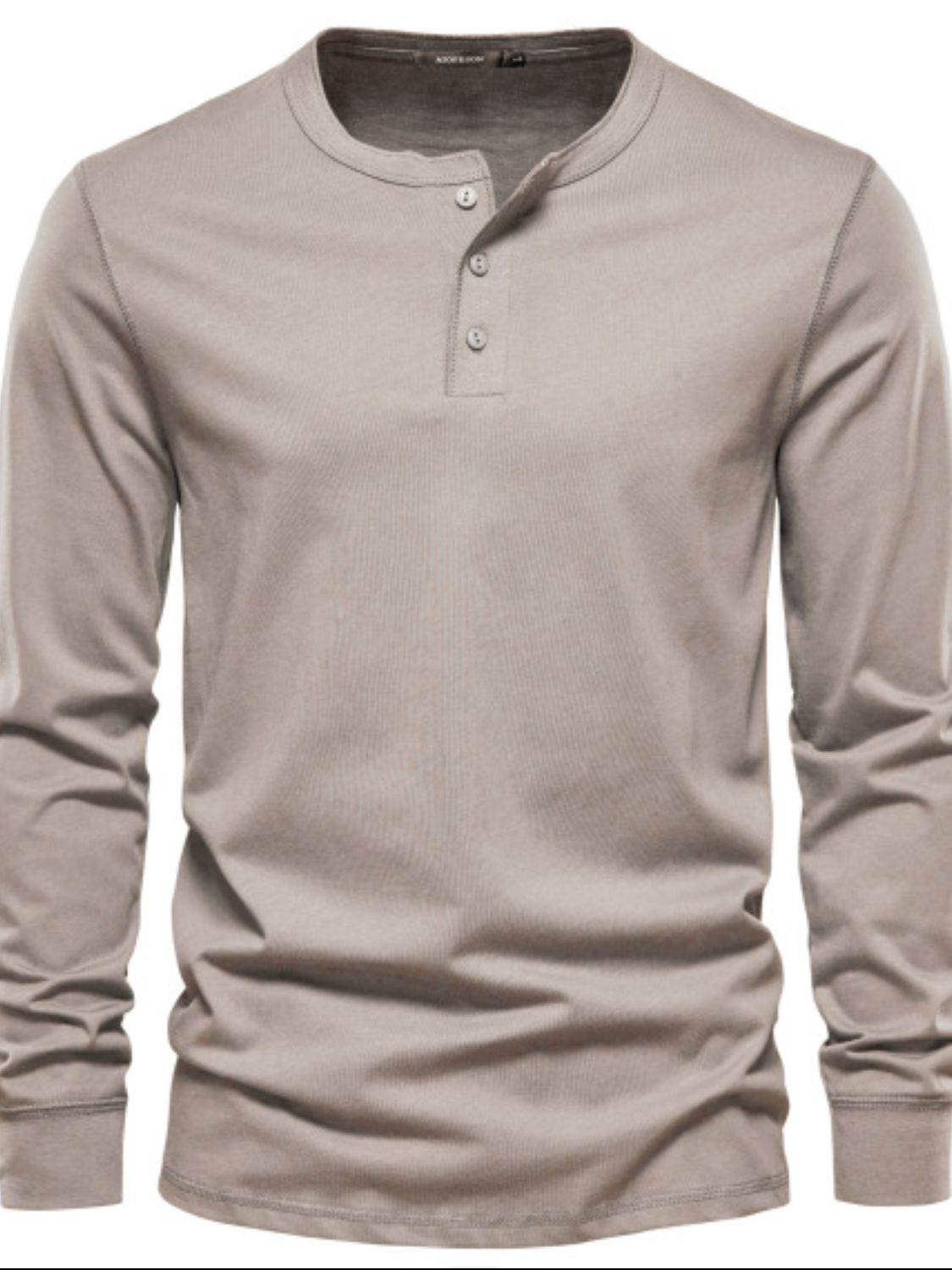 T-shirt à manches longues et col rond pour homme, grande taille, boutonné en quart de bouton