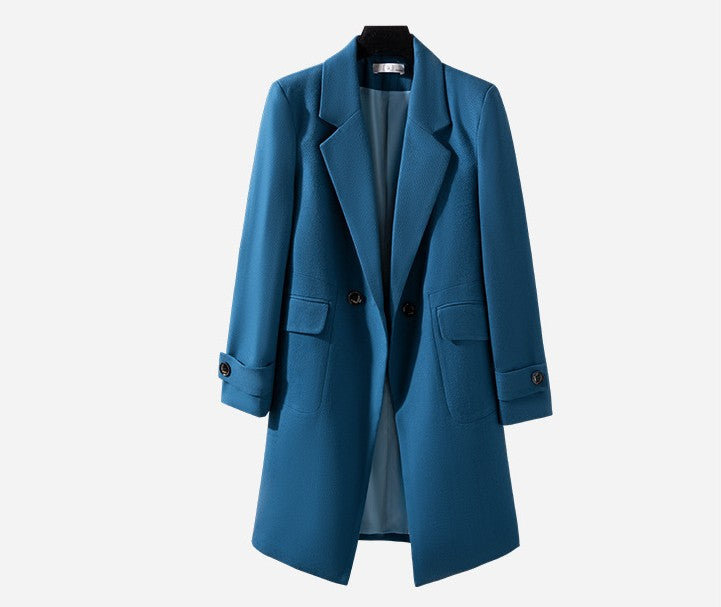 Longline tailored coat, Blue, on a hanger