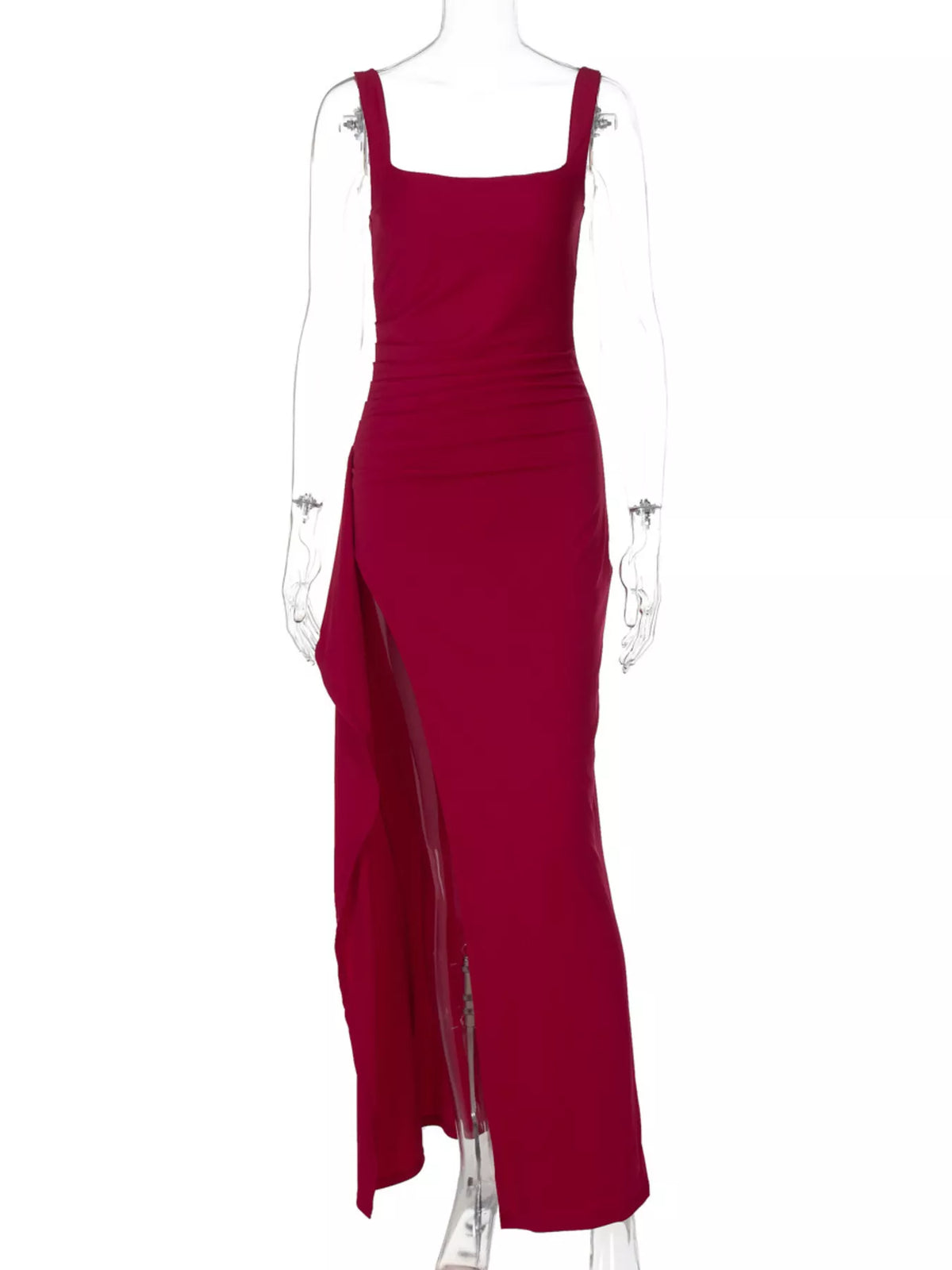 Square-neck slit maxi dress