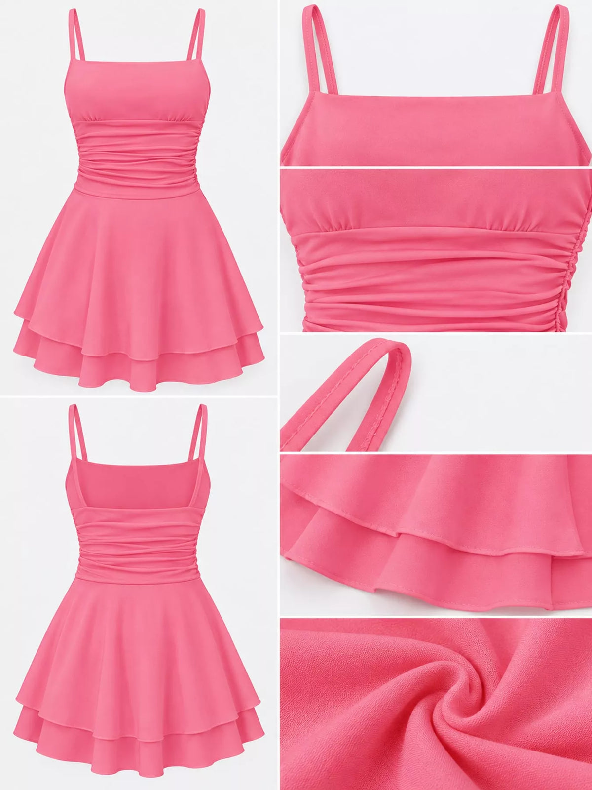 Ruched layered slip dress