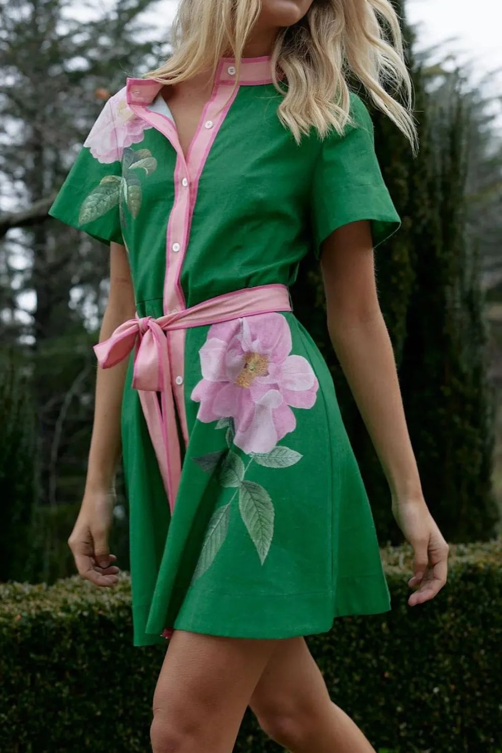 Printed tie-waist dress