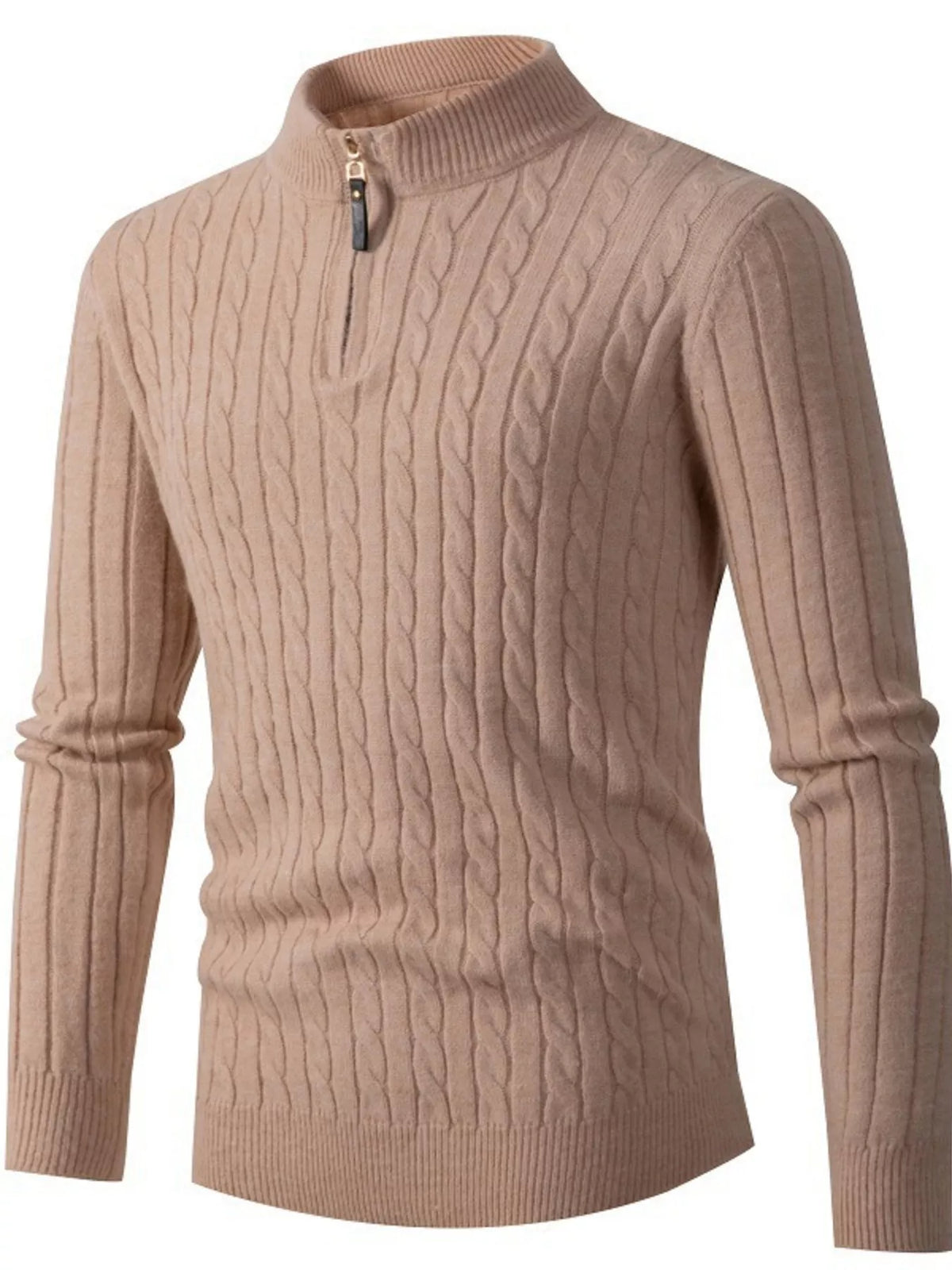 Cable-knit half-zip sweater