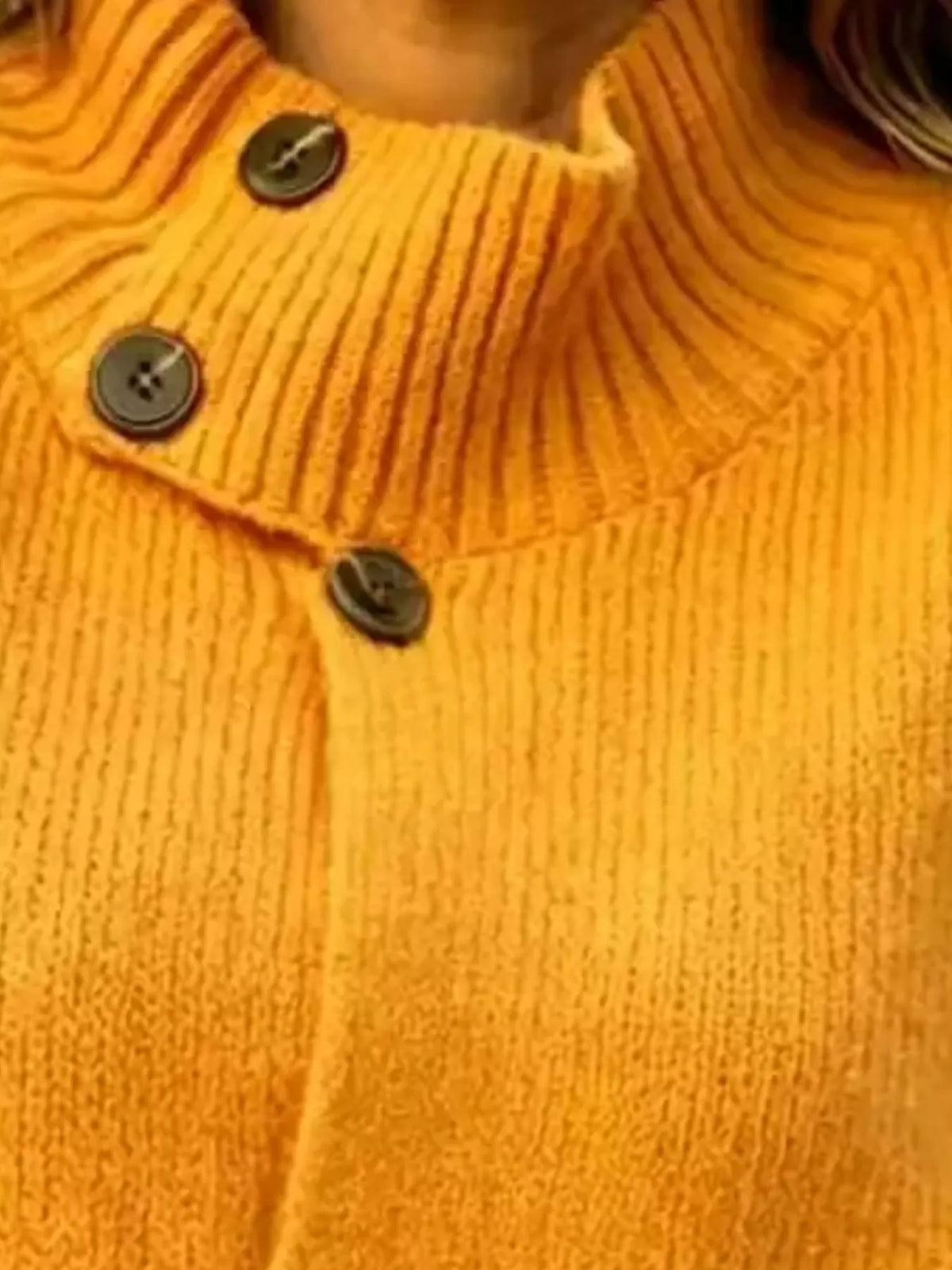 Mock-neck button cardigan