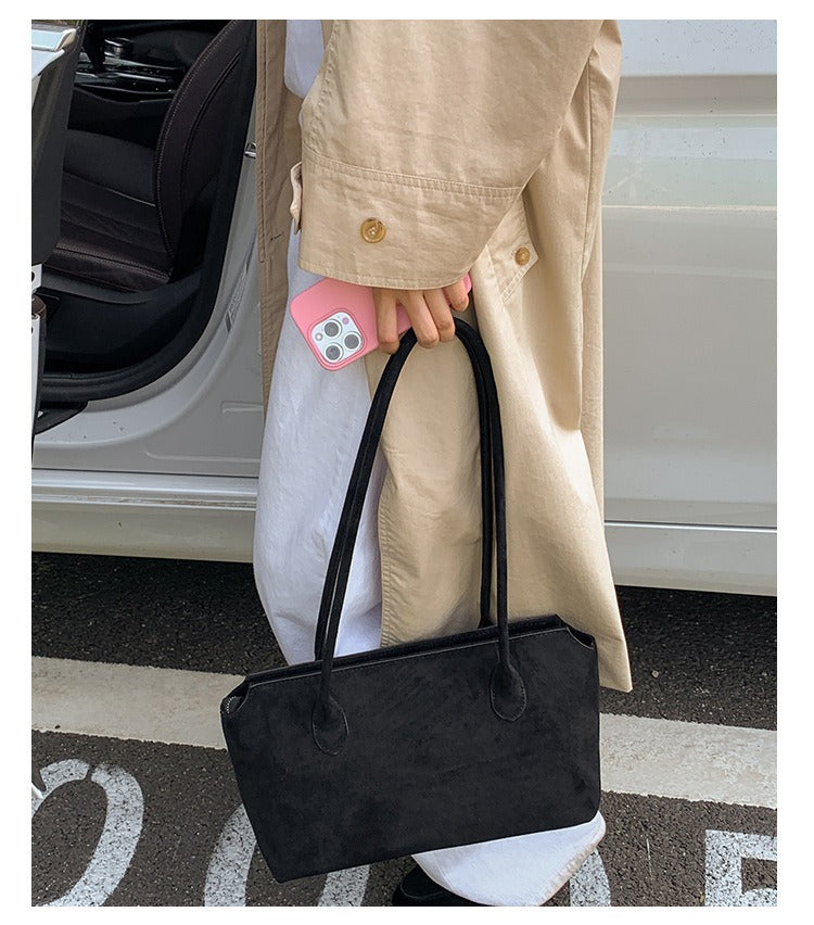 Suede-look East-West bag