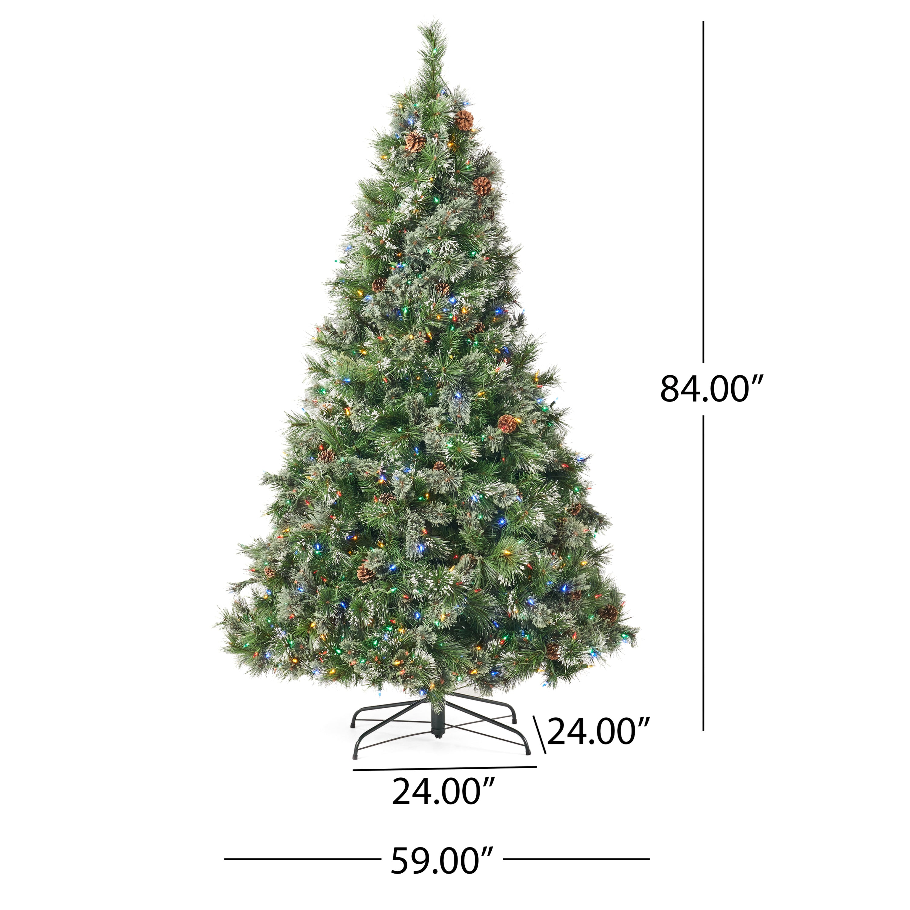 7' Cashmere and Snow Bristle Mixed Tree with 75Pine Cones and 900 LED Lights-UL,1233tips,Dia.:59