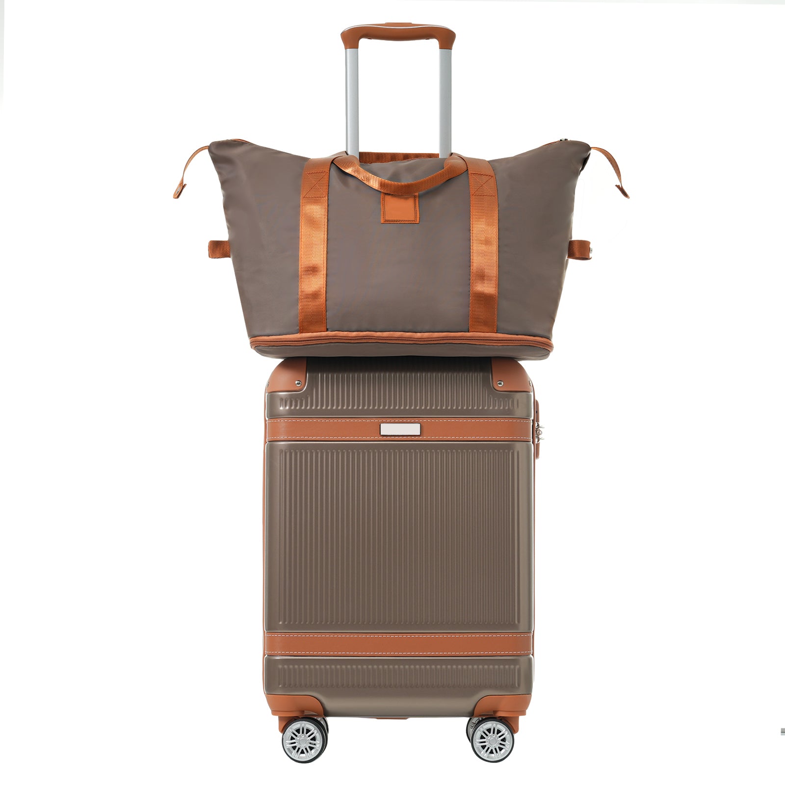 Hardshell Luggage Sets 3 Piece Carry-on Suitcase Double Spinner Wheels with TSA Lock for Men Women, Coppery (20in)