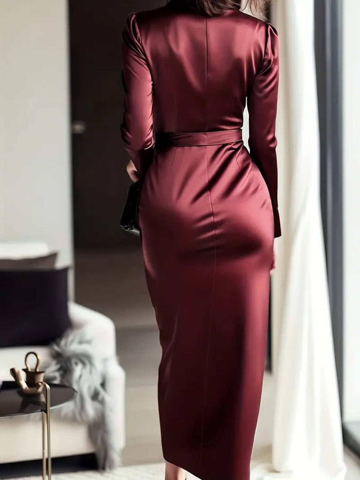 Satin tie-waist dress