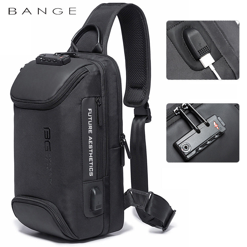 BANGE New Chest Bag Men's Business Anti-Theft Shoulder Bag Technology USB Lightweight Outdoor Men's Messenger Chest Bag