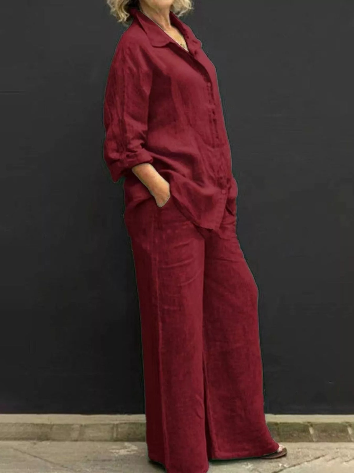 Shirt and pants set – wine red