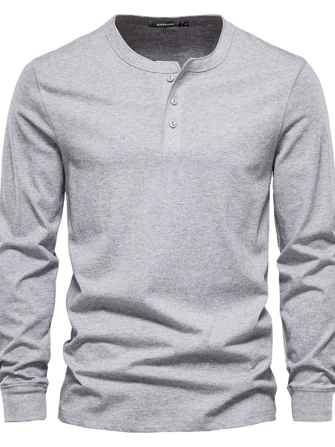 Long sleeve cotton henley, Gray
