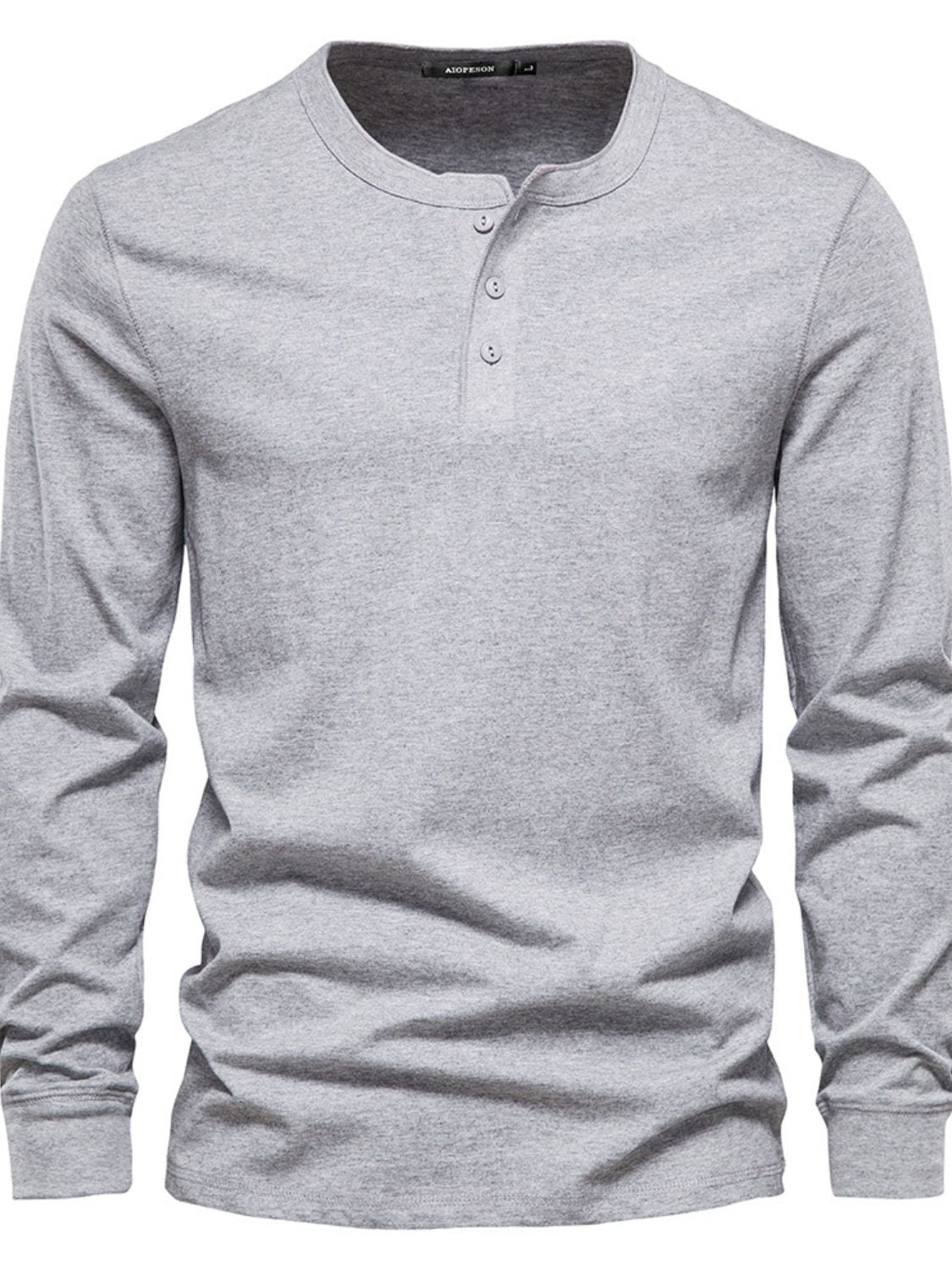 Long sleeve cotton henley, Gray