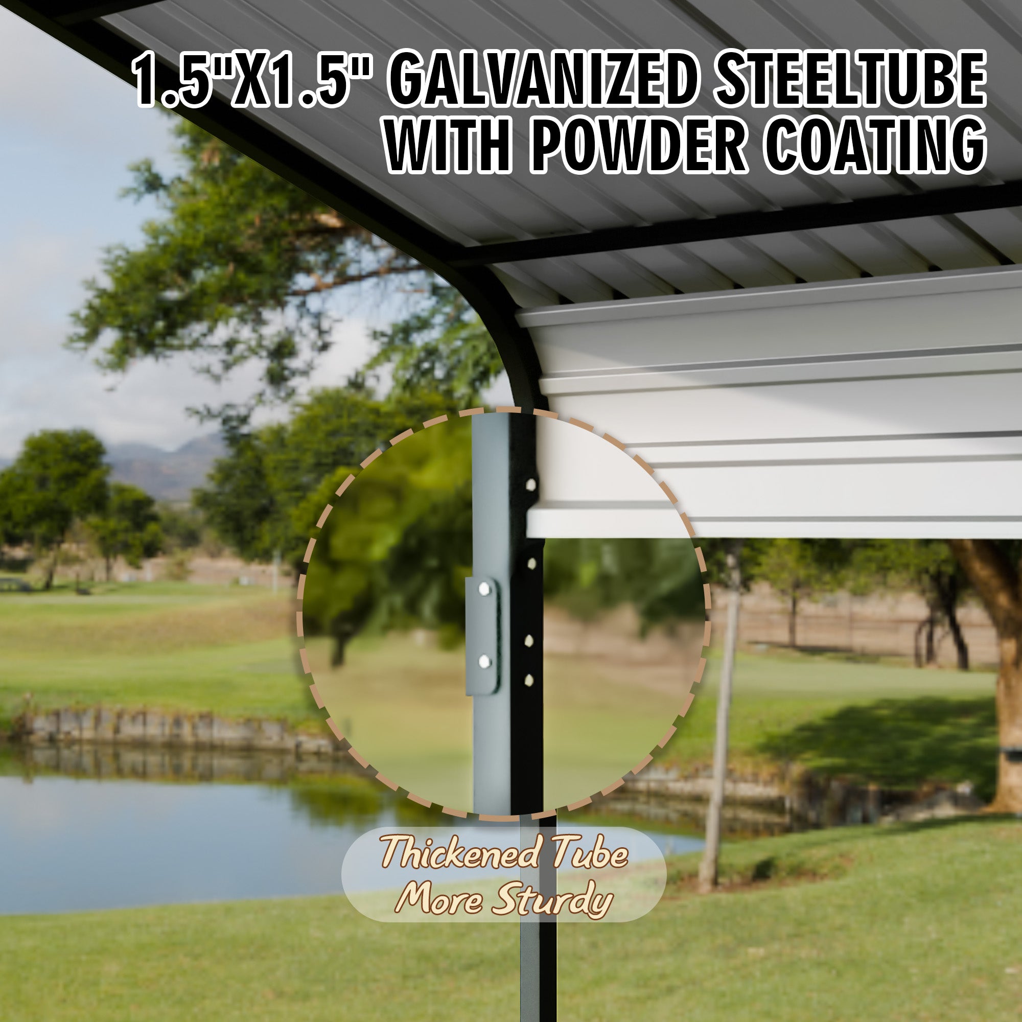 Carport 12x20 FT Heavy Duty Carport CanopyUpdated Frame Structure Galvanized Steel Roof and Enhanced BaseMetal dark Grey