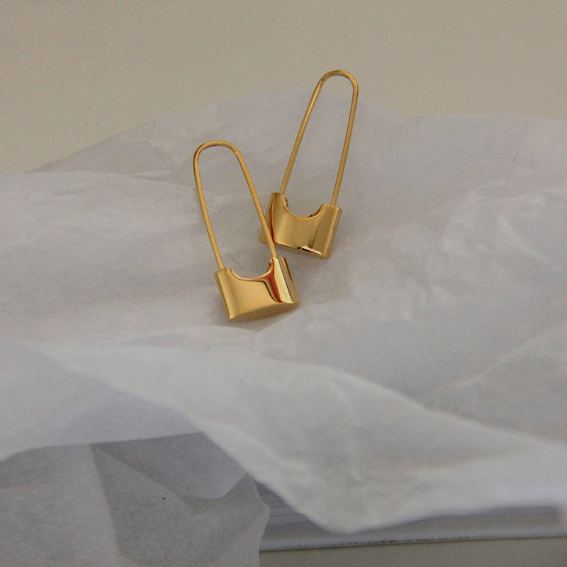 Gold lock earrings