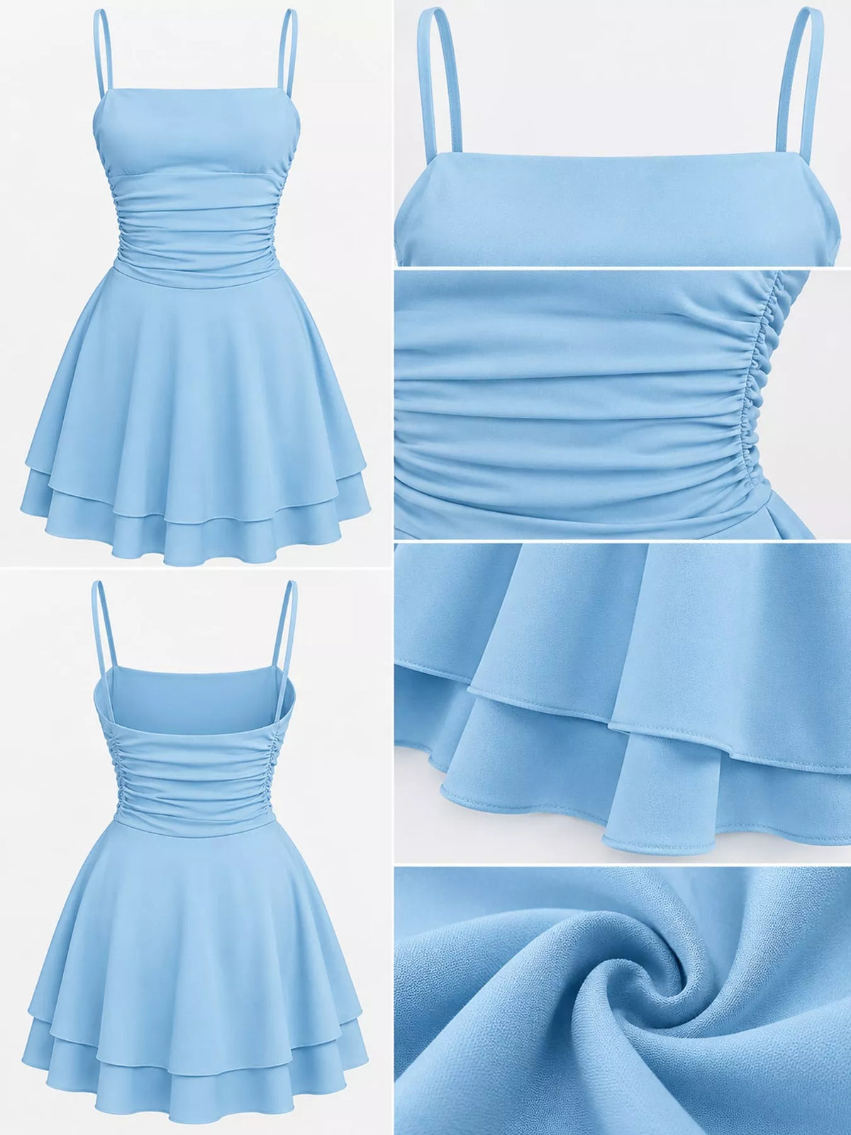 Ruched layered slip dress