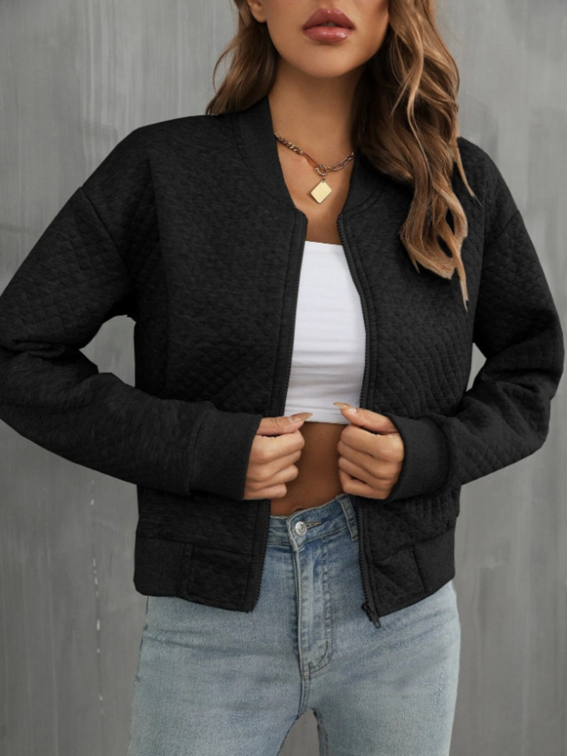 Zip up long sleeve jacket