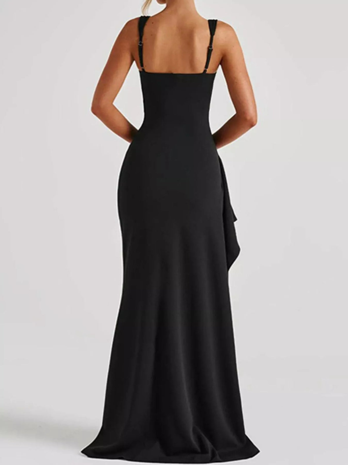 Square-neck slit maxi dress