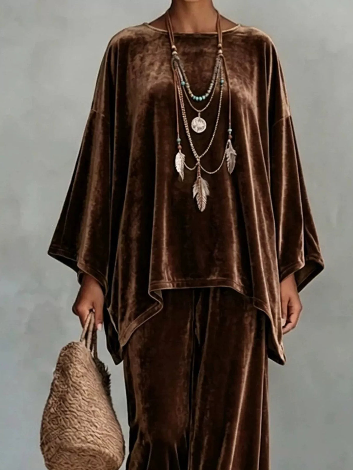 Asymmetric top and pants set