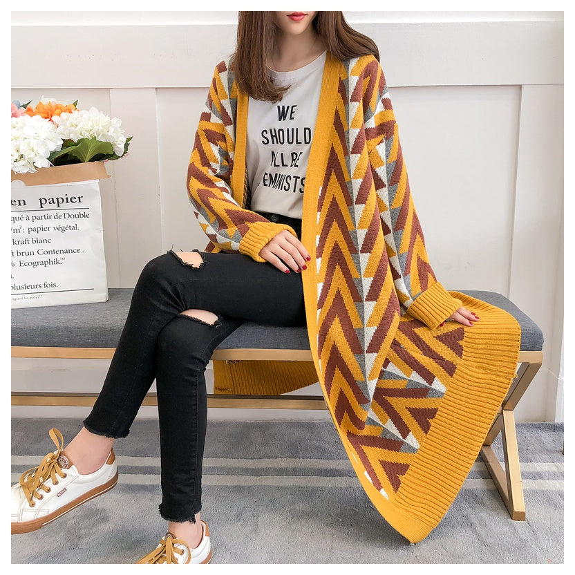 Geometric knit cardigan