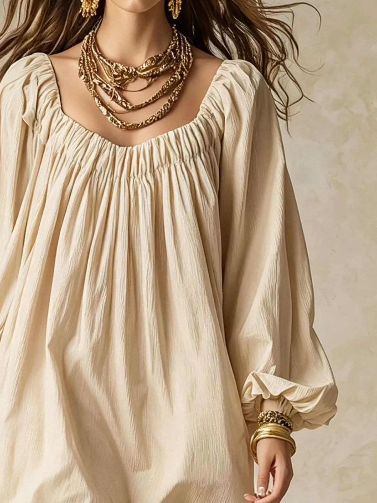 Balloon-sleeve mini dress