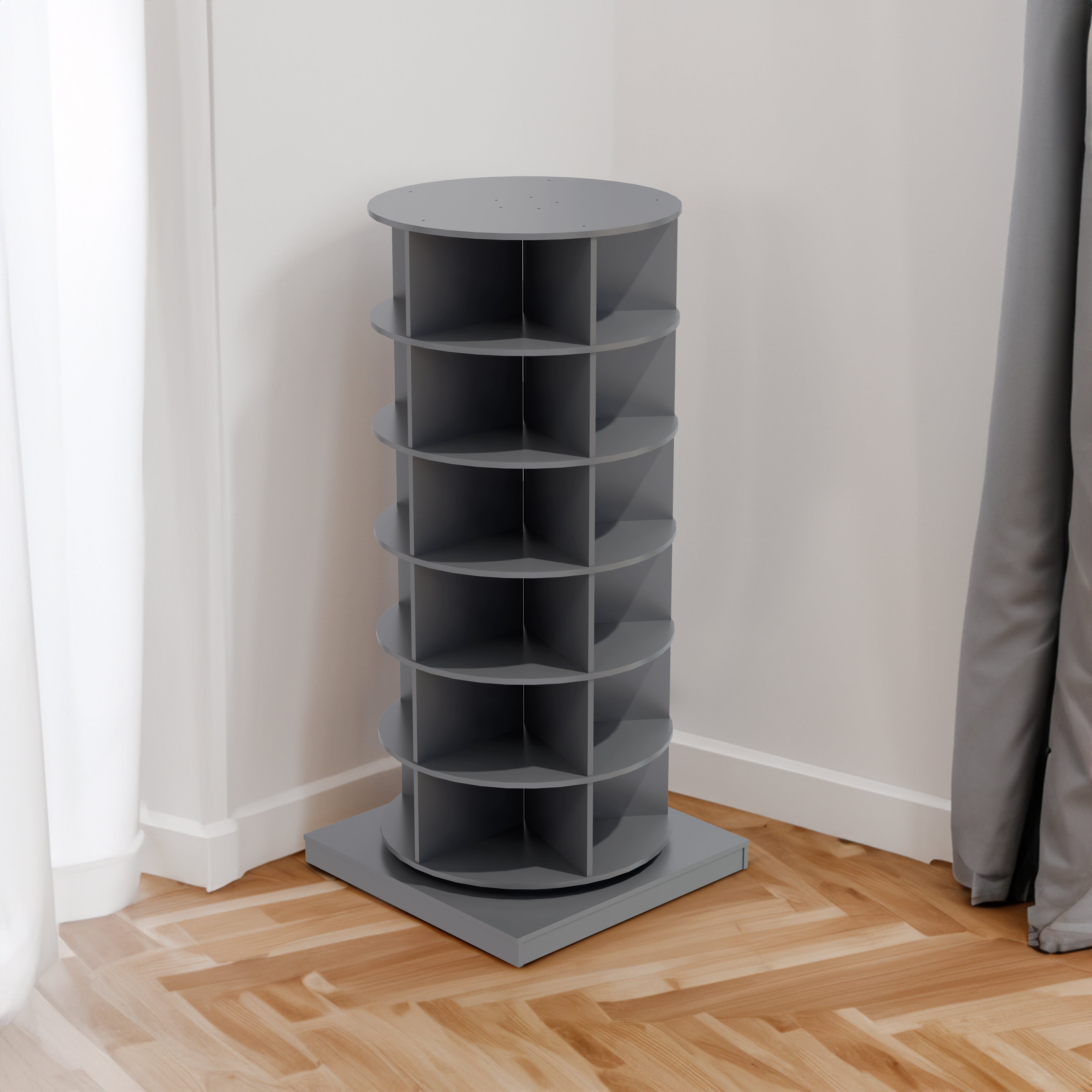 Grey 360 Rotating shoe cabinet 6 layers