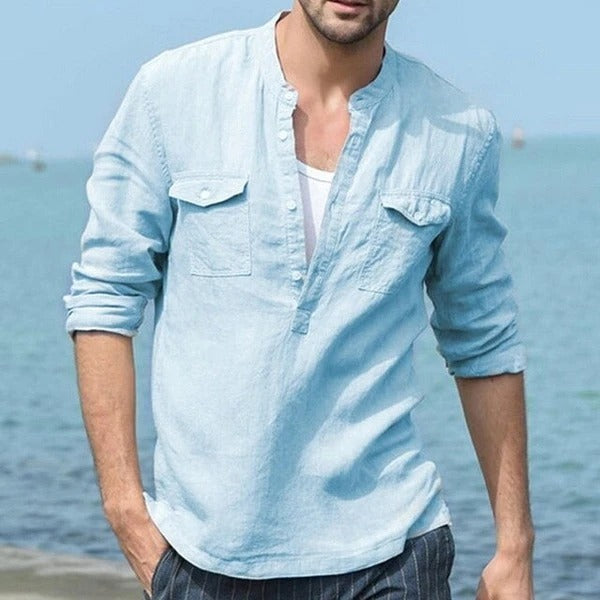 Chemise à manches longues en coton pour homme