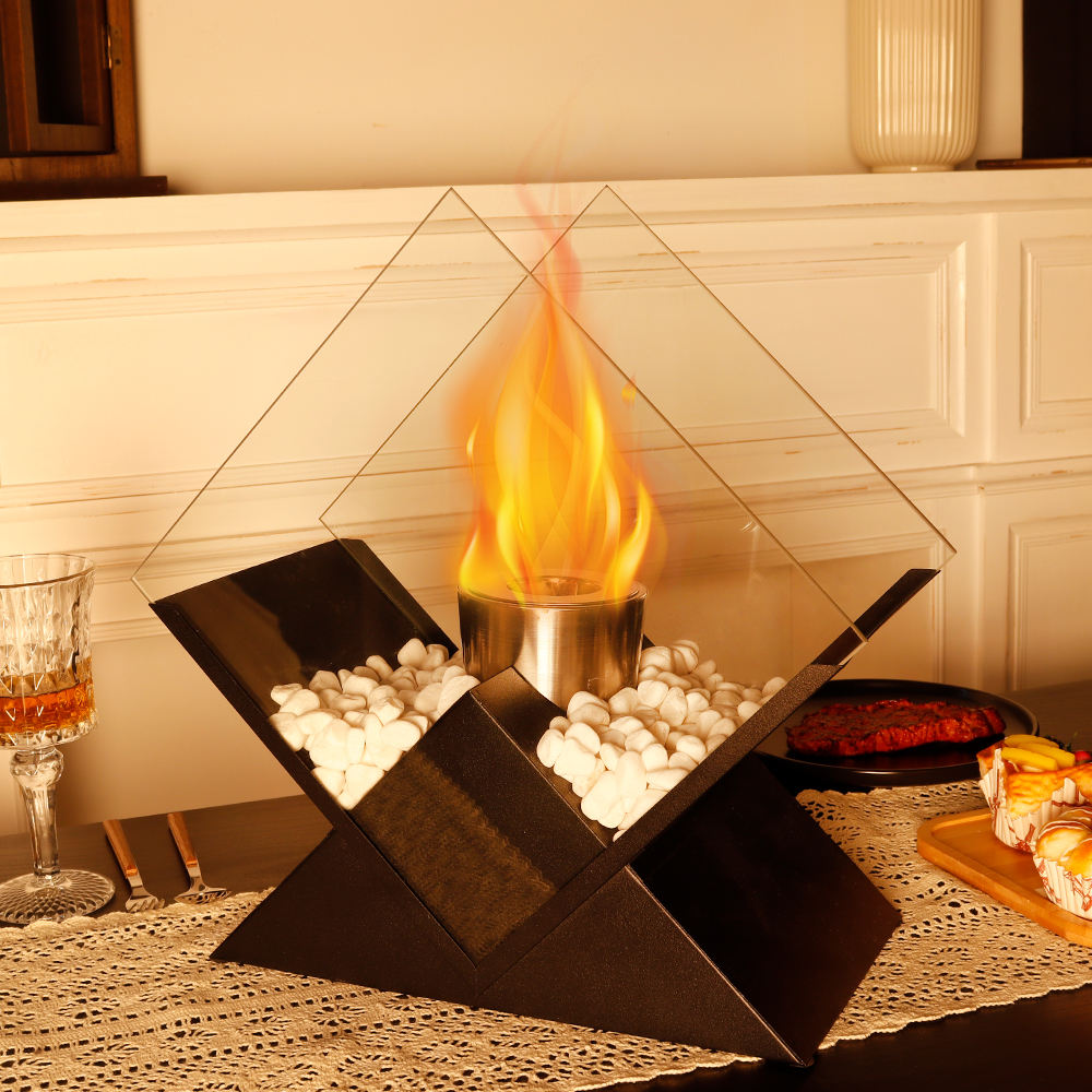 Desktop alcohol fireplace diamond shaped brazier indoor and outdoor portable stove true fire burning