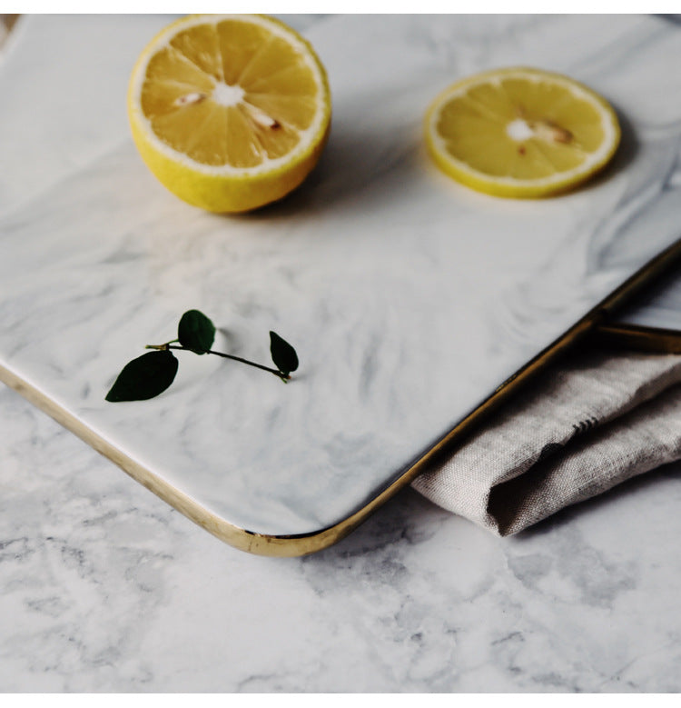 Marble-glaze serving tray