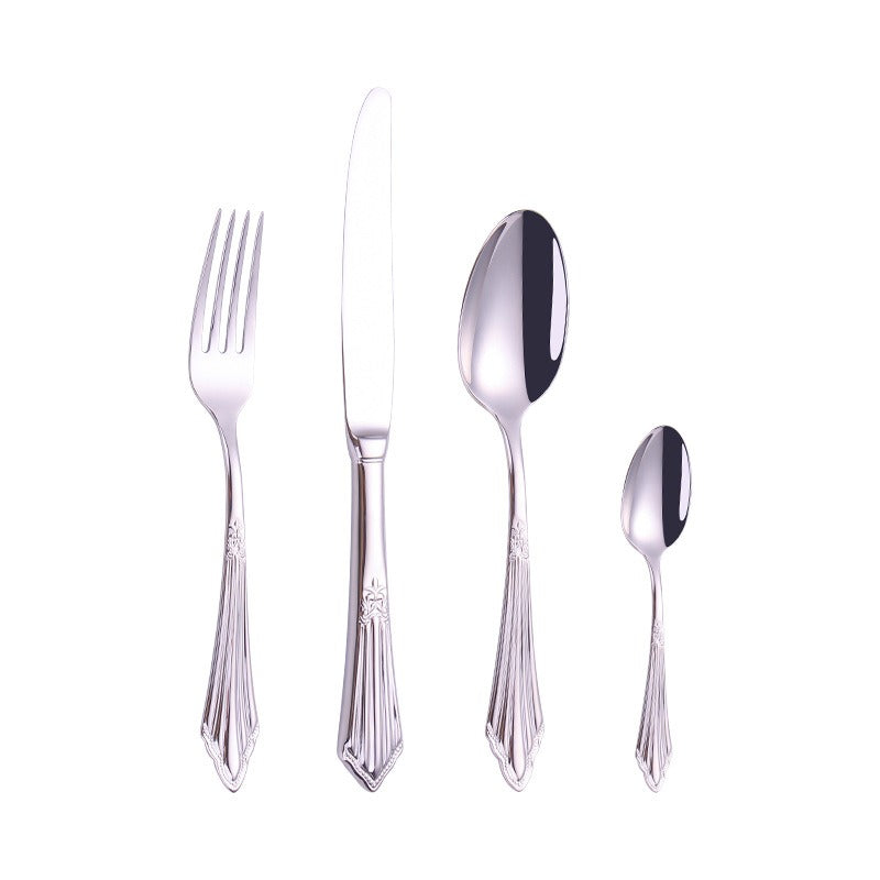 304 stainless steel knife, fork, spoon, hotel Western tableware, steak knife, fork, dessert spoon, fork, 4 piece  set