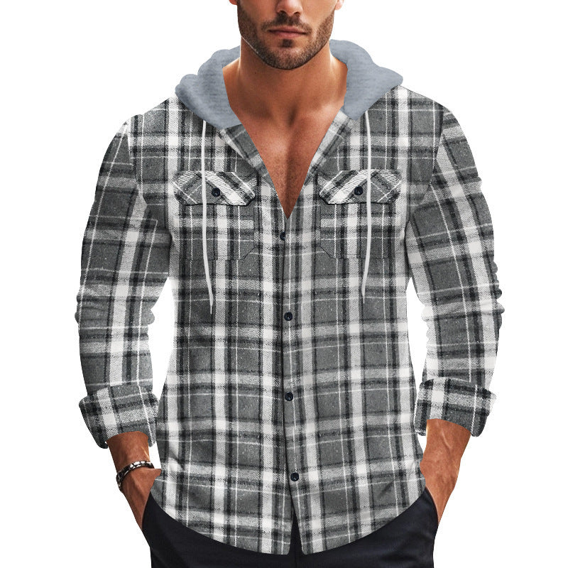 American Retro Autumn And Winter Men's Plaid Shirt