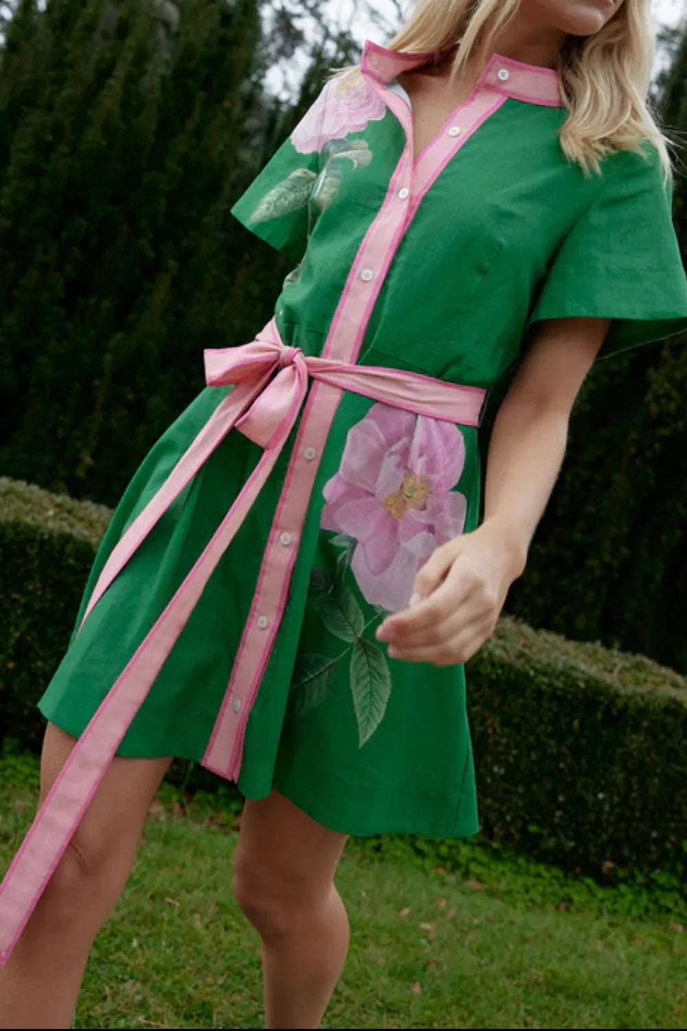 Printed tie-waist dress