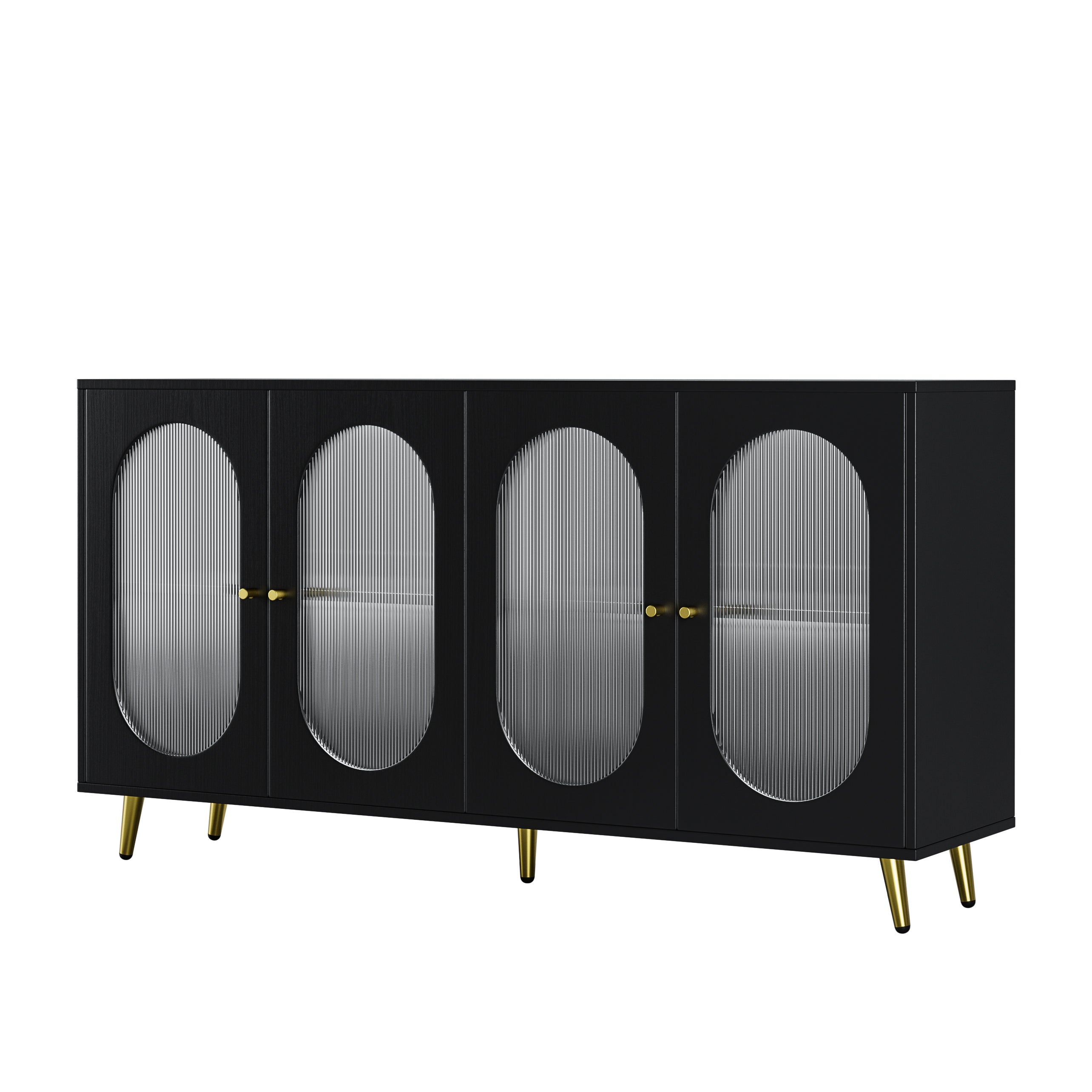 Modern Accent Sideboard Cabinet with Acrylic Doors, Freestanding Storage Cupboard Console Table for Kitchen Dining Black