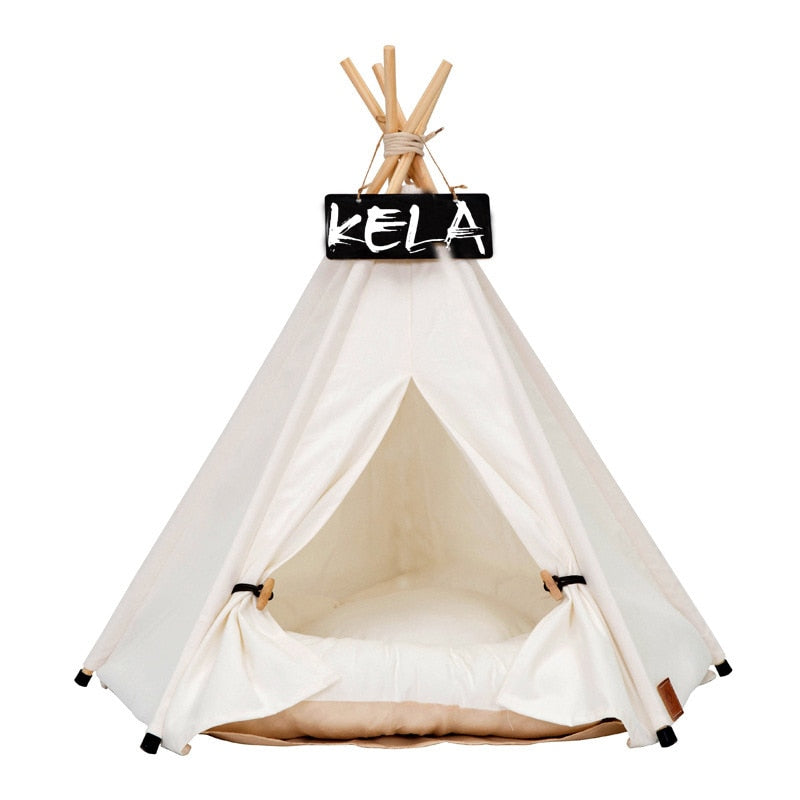 Pet Tent House Cat Bed Portable Teepee With Thick Cushion And 6 Colors Available For Dog Puppy Excursion Outdoor Indoor