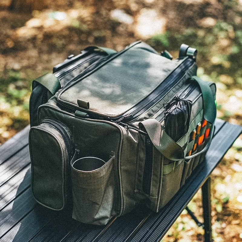 Outdoor camping picnic bag outdoor tableware storage tactical compartment sundries portable shoulder bag