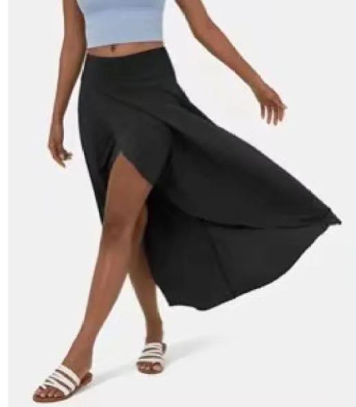 High-low jersey midi skirt