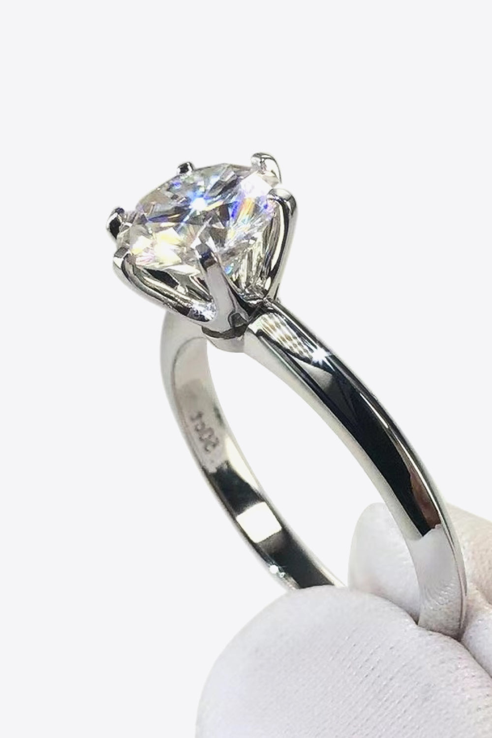 3 ct six-prong moissanite ring