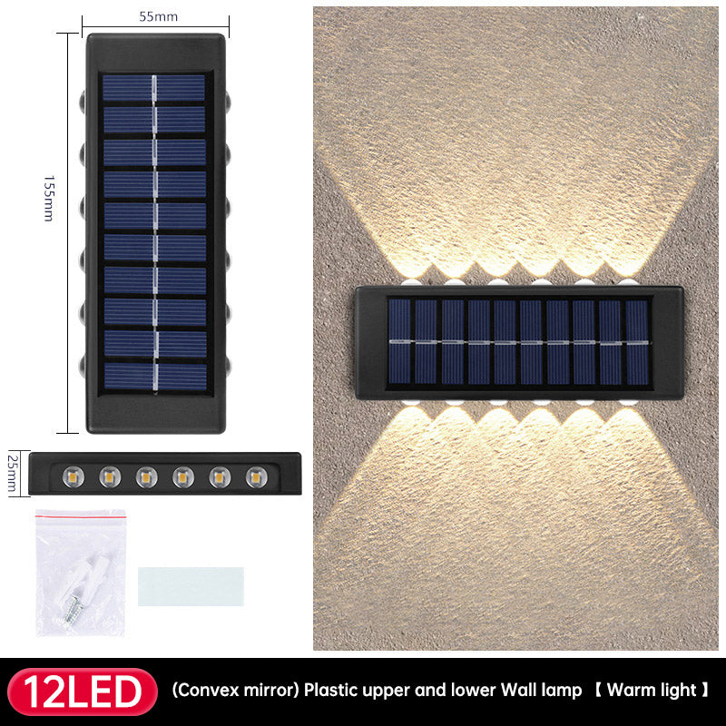 Solar Dual Head Wall Lamp, Outdoor Courtyard Lamp, Waterproof, Outdoor Upper and Lower Emitting Wall Courtyard Lamp